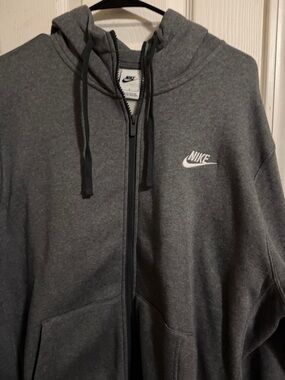 Nike Gray Full-Zip Hoodie with White Logo